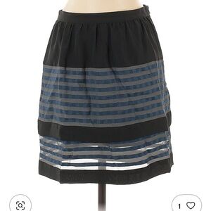W118 by Walter Baker Black and Blue Layered Striped Mini Skirt